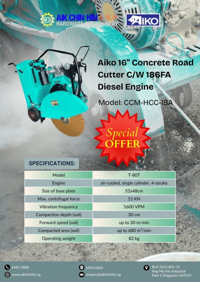 Aiko 16" Concrete Road Cutter C/W 186FA Diesel Engine | Model : CCM-HCC-18A - Image 2