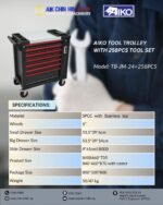 Aiko Tool Trolley with 258pcs Tool Set #JM-24 | Model: TB-JM-24+258PCS - Image 2