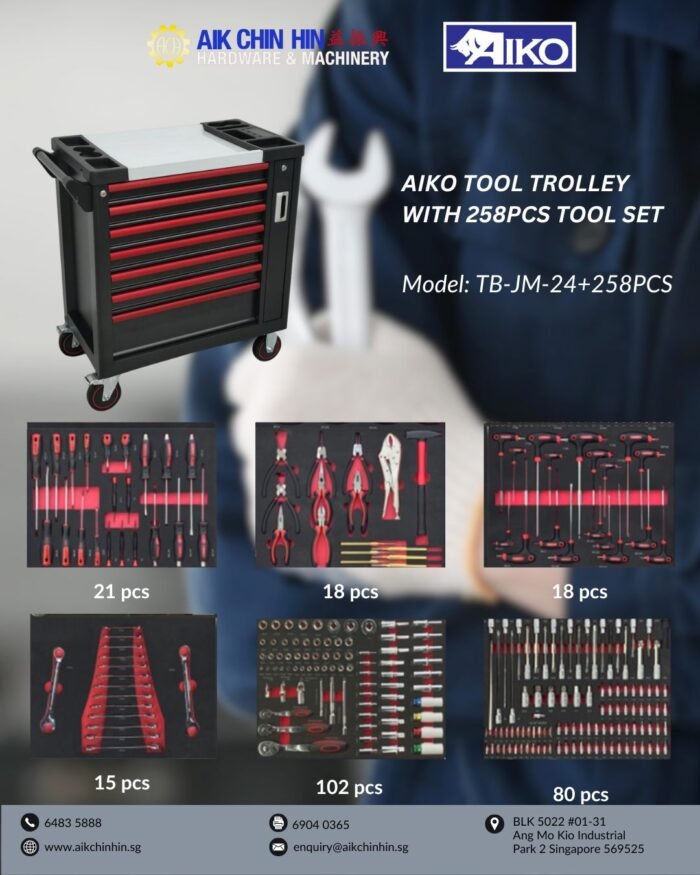 Aiko Tool Trolley with 258pcs Tool Set #JM-24 | Model: TB-JM-24+258PCS - Image 3