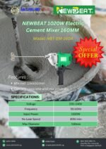 NEWBEAT 1020W Electric Cement Paint Mixer 160MM | Model : NBT-EM-160A - Image 2