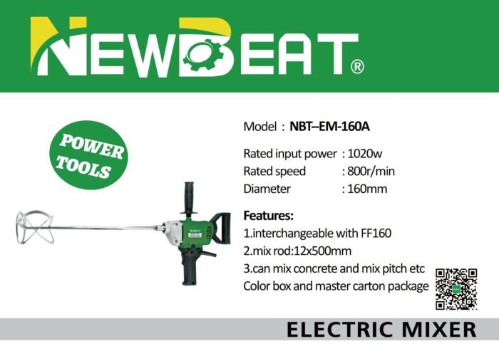 NEWBEAT 1020W Electric Cement Paint Mixer 160MM | Model : NBT-EM-160A - Image 23