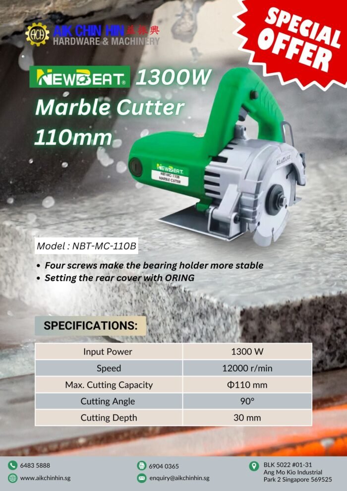 NEWBEAT 1300W Marble Cutter 110MM  | Model : NBT-MC-110B - Image 2