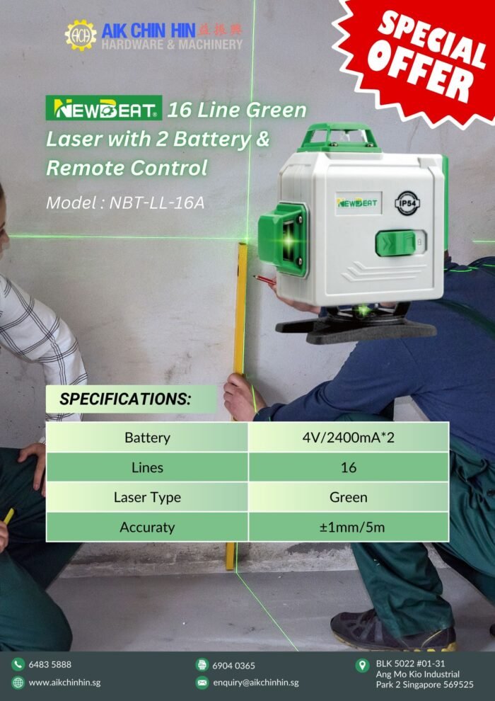 NEWBEAT 16 Line Green Laser Level with 2 Battery & Remote Control   | Model : NBT-LL-16A - Image 2