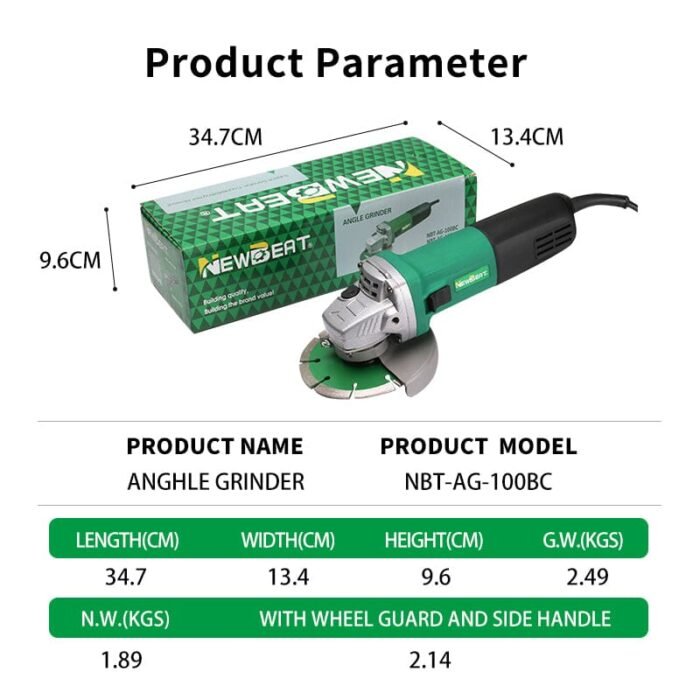NEWBEAT 4" Angle Grinder 1000W (Side Switch) | Model : NBT-AG-100BC - Image 9