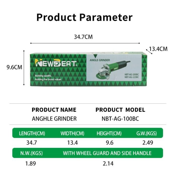 NEWBEAT 4" Angle Grinder 1000W (Side Switch) | Model : NBT-AG-100BC - Image 10