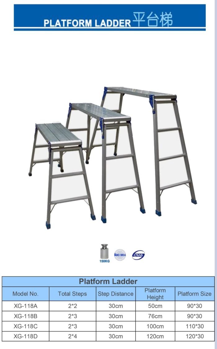 XG 2.5FT Portable Folding Aluminium Working Platform Ladder Bench | Model : L-XG118B - Image 4